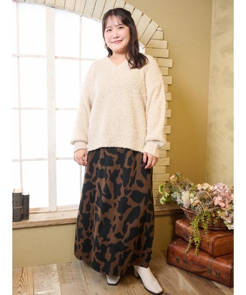 大きいサイズ】【Komachiコラボ】カウ柄キャミワンピース（ワンピース