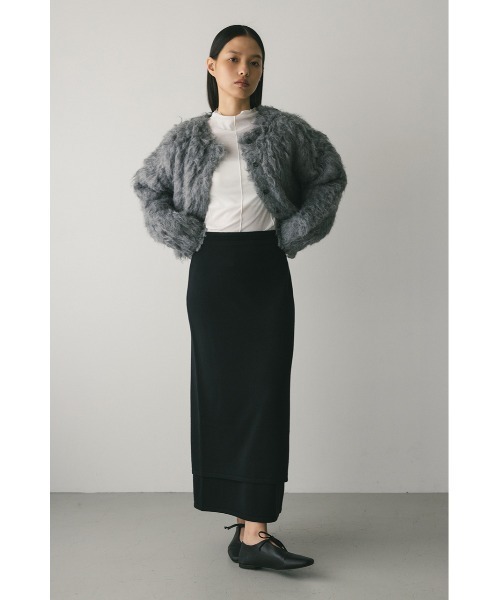 STYLEMIXER（スタイルミキサー）の「レイヤードニットスカート（スカート・レディース・ブラック/グレー・SMALL/MEDIUM）」の4枚目の写真
