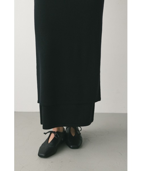 STYLEMIXER（スタイルミキサー）の「レイヤードニットスカート（スカート・レディース・ブラック/グレー・SMALL/MEDIUM）」の5枚目の写真