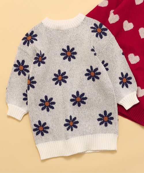 セール】【WEB限定/ジュニア対応】フラワー・ハートニットワンピース