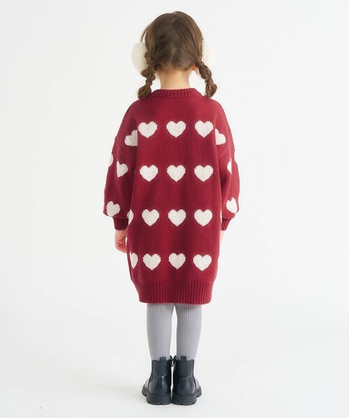 apres les cours（アプレレクール）の「【洗える/WEB限定】フラワー・ハートニットワンピース_ジュニア対応（ワンピース・キッズ・レッド/アイボリー・80/90/100/110/120/130/140）」の7枚目の写真