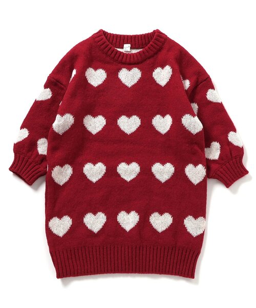 セール】【WEB限定/ジュニア対応】フラワー・ハートニットワンピース