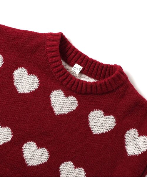 セール】【WEB限定/ジュニア対応】フラワー・ハートニットワンピース