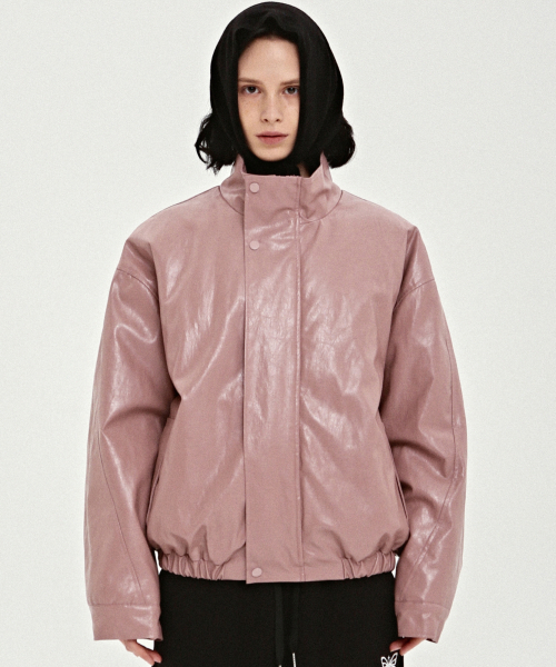 NICOLE LEATHER LOGO PADDING JUMPER_INDI PINK（ダウンジャケット 