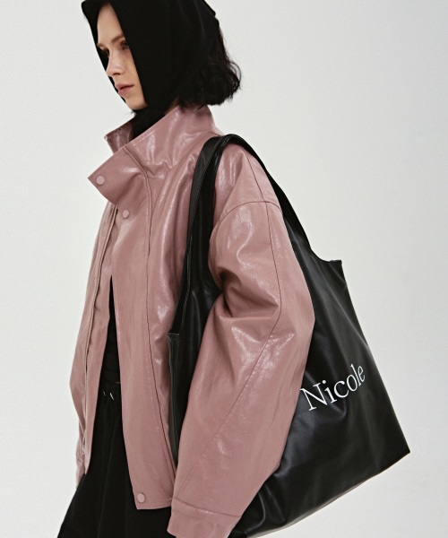 NICOLE LEATHER LOGO PADDING JUMPER_INDI PINK（ダウンジャケット 