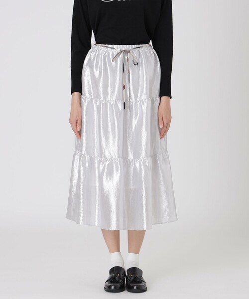 2015SS ランウェイ　コレクションピース　スカート セール】シャイニーティアードスカート（スカート）｜BLUE LABEL