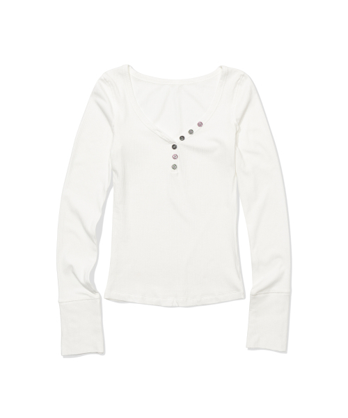 MOAA(モア)の「Button Line Rib Top (WHITE)(Tシャツ/カットソー・レディース・その他・SMALL/MEDIUM)」の1枚目の写真