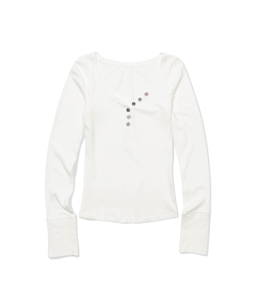 MOAA(モア)の「Button Line Rib Top (WHITE)(Tシャツ/カットソー・レディース・その他・SMALL/MEDIUM)」の2枚目の写真