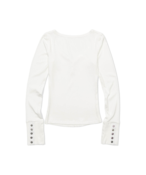 MOAA(モア)の「Button Line Rib Top (WHITE)(Tシャツ/カットソー・レディース・その他・SMALL/MEDIUM)」の3枚目の写真