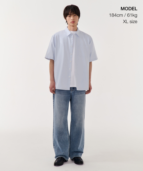 MUSINSA STANDARD（ムシンサスタンダード）の「リラックスドオックスフォード半袖シャツ[スカイブルー]（シャツ/ブラウス・メンズ・その他・MEDIUM/LARGE/X-LARGE/XX-LARGE/SMALL）」の2枚目の写真