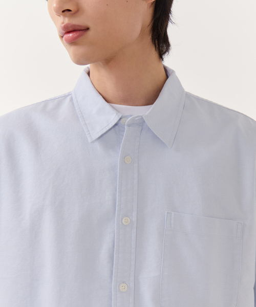 MUSINSA STANDARD（ムシンサスタンダード）の「リラックスドオックスフォード半袖シャツ[スカイブルー]（シャツ/ブラウス・メンズ・その他・MEDIUM/LARGE/X-LARGE/XX-LARGE/SMALL）」の4枚目の写真