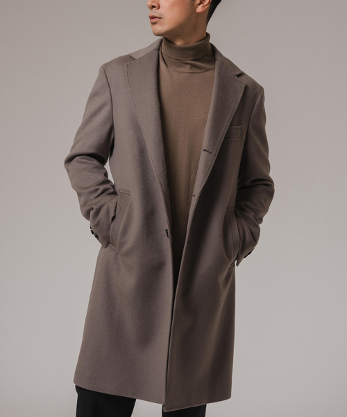 EDIFICE（エディフィス）の「《追加》SUPER 140’s ウール / カシミヤ チェスターコート（チェスターコート・メンズ・ネイビー/ブラウン/ライトグレー/ブラック・42/44/46/48/50）」の3枚目の写真