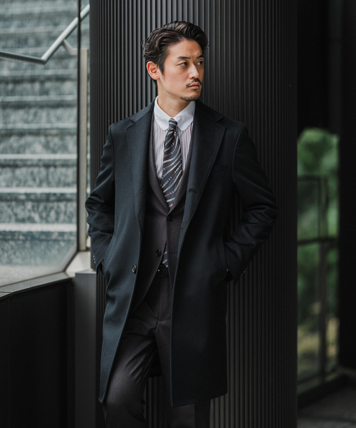 EDIFICE（エディフィス）の「《追加》SUPER 140’s ウール / カシミヤ チェスターコート（チェスターコート・メンズ・ネイビー/ブラウン/ライトグレー/ブラック・42/44/46/48/50）」の19枚目の写真