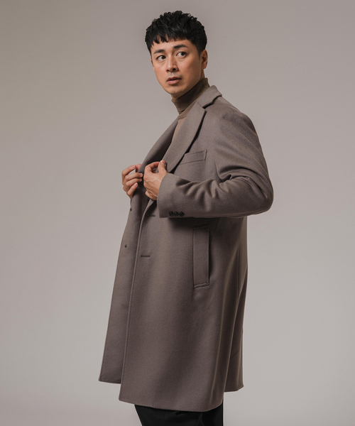 EDIFICE（エディフィス）の「《追加》SUPER 140’s ウール / カシミヤ チェスターコート（チェスターコート・メンズ・ネイビー/ブラウン/ライトグレー/ブラック・42/44/46/48/50）」の10枚目の写真