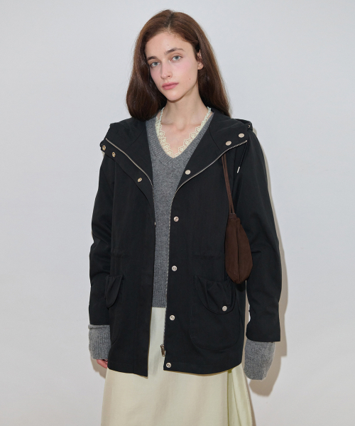 Raglan Hoodie Jacket (Black)