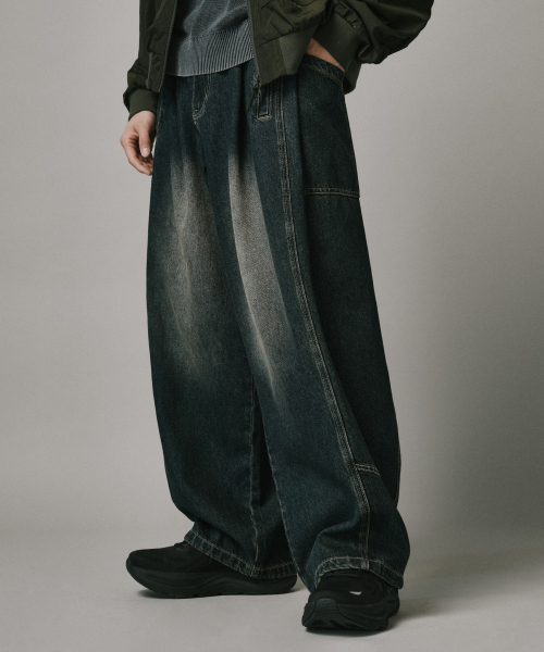 Verdnt（バーダント）の「コンストラクションワイドデニムパンツ[サンドブルー]（デニムパンツ・レディース・インディゴブルー・X-LARGE/MEDIUM/LARGE/SMALL）」の2枚目の写真