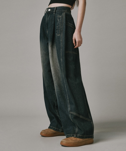 Verdnt（バーダント）の「コンストラクションワイドデニムパンツ[サンドブルー]（デニムパンツ・レディース・インディゴブルー・X-LARGE/MEDIUM/LARGE/SMALL）」の7枚目の写真