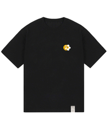 [ユニセックス]スモールドットスマイルフラワーミックス半袖Tシャツ_ブラック