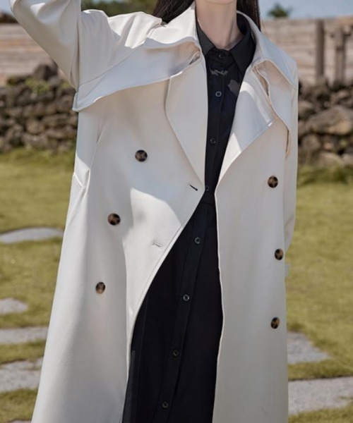 セール】リボン付きロングジャケット（トレンチコート）｜FAVORITO