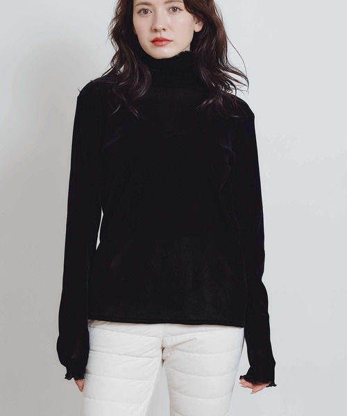 PICCIN(ピッチン)の「ベロアタートルカットソー(Tシャツ/カットソー・レディース・オフホワイト/ブラック・M)」の12枚目の写真