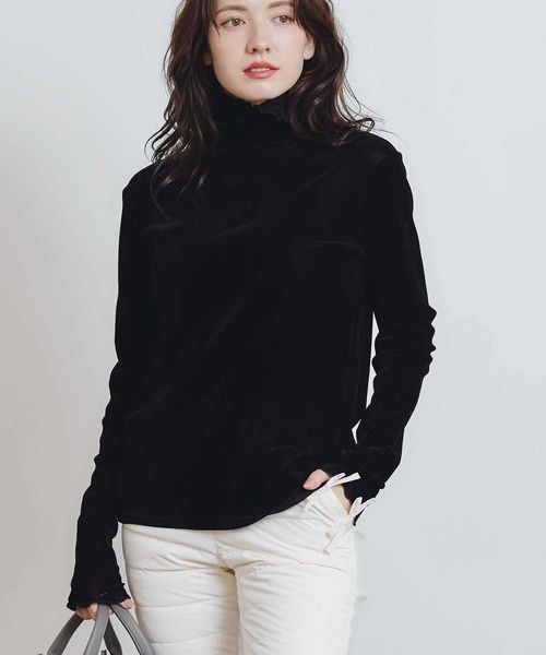 PICCIN(ピッチン)の「ベロアタートルカットソー(Tシャツ/カットソー・レディース・オフホワイト/ブラック・M)」の9枚目の写真