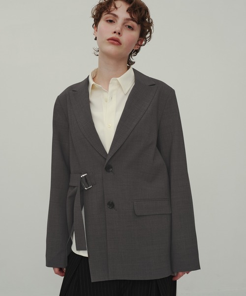 CITY TOKYO(シティトウキョウ)の「Belted Tailored Jacket/ベルテッドテーラードジャケット(テーラードジャケット・レディース・チャコールグレー/ブラウン・FREE)」の1枚目の写真