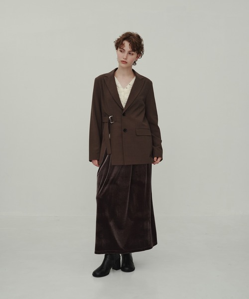 CITY TOKYO(シティトウキョウ)の「Belted Tailored Jacket/ベルテッドテーラードジャケット(テーラードジャケット・レディース・チャコールグレー/ブラウン・FREE)」の3枚目の写真