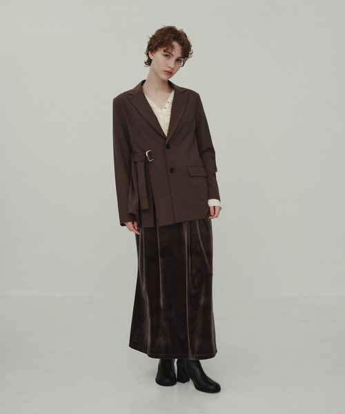 CITY TOKYO(シティトウキョウ)の「Belted Tailored Jacket/ベルテッドテーラードジャケット(テーラードジャケット・レディース・チャコールグレー/ブラウン・FREE)」の4枚目の写真