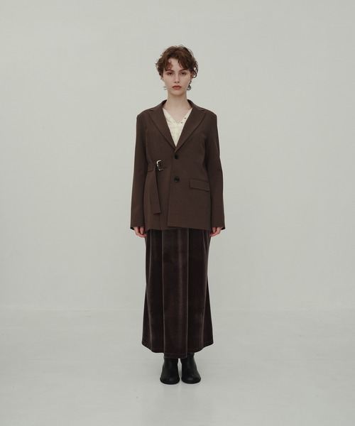 CITY TOKYO(シティトウキョウ)の「Belted Tailored Jacket/ベルテッドテーラードジャケット(テーラードジャケット・レディース・チャコールグレー/ブラウン・FREE)」の5枚目の写真
