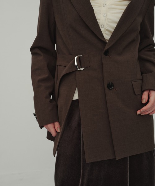 CITY TOKYO(シティトウキョウ)の「Belted Tailored Jacket/ベルテッドテーラードジャケット(テーラードジャケット・レディース・チャコールグレー/ブラウン・FREE)」の9枚目の写真