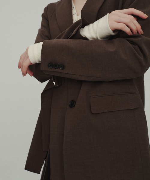 CITY TOKYO(シティトウキョウ)の「Belted Tailored Jacket/ベルテッドテーラードジャケット(テーラードジャケット・レディース・チャコールグレー/ブラウン・FREE)」の10枚目の写真