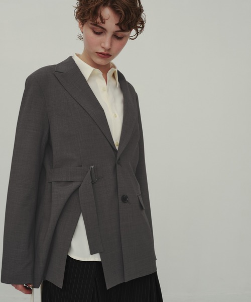 CITY TOKYO(シティトウキョウ)の「Belted Tailored Jacket/ベルテッドテーラードジャケット(テーラードジャケット・レディース・チャコールグレー/ブラウン・FREE)」の17枚目の写真