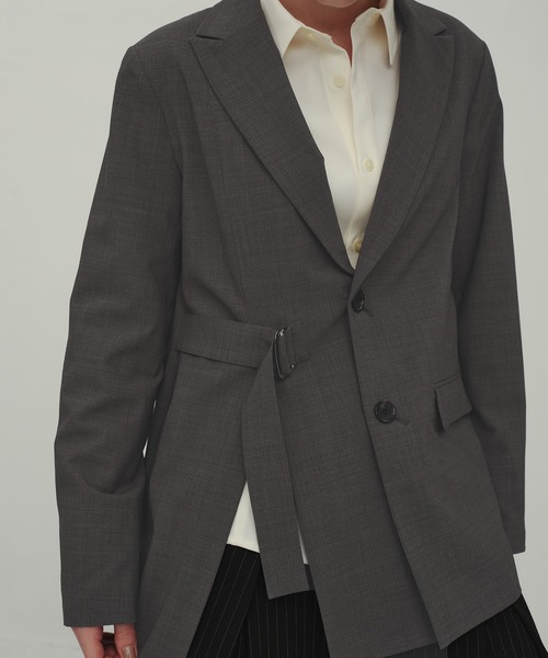 CITY TOKYO(シティトウキョウ)の「Belted Tailored Jacket/ベルテッドテーラードジャケット(テーラードジャケット・レディース・チャコールグレー/ブラウン・FREE)」の19枚目の写真