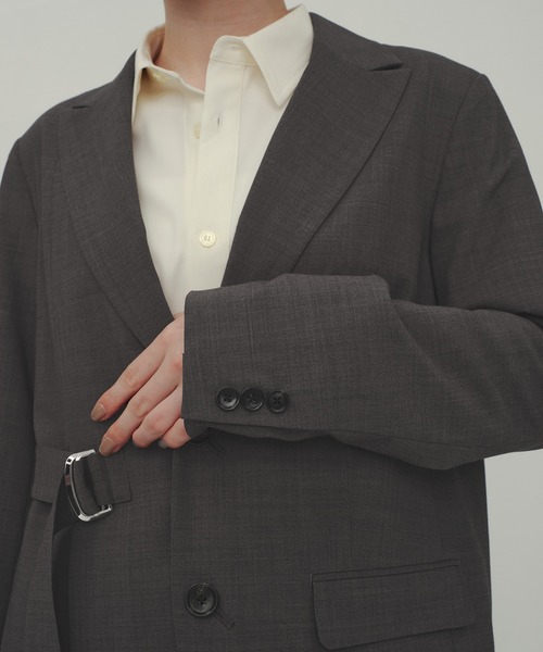CITY TOKYO(シティトウキョウ)の「Belted Tailored Jacket/ベルテッドテーラードジャケット(テーラードジャケット・レディース・チャコールグレー/ブラウン・FREE)」の18枚目の写真