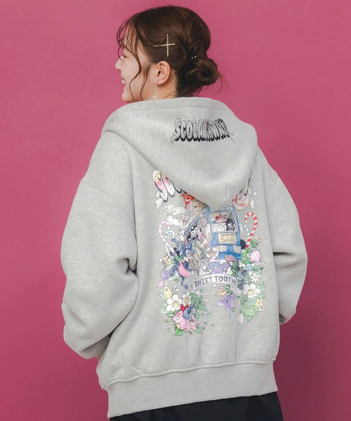 ScoLar(スカラー)の「153739:スカラーハイウェイ ヴィンテージ風パーカー(パーカー・レディース・ブラック/チャコールグレー/杢グレー・M)」の3枚目の写真