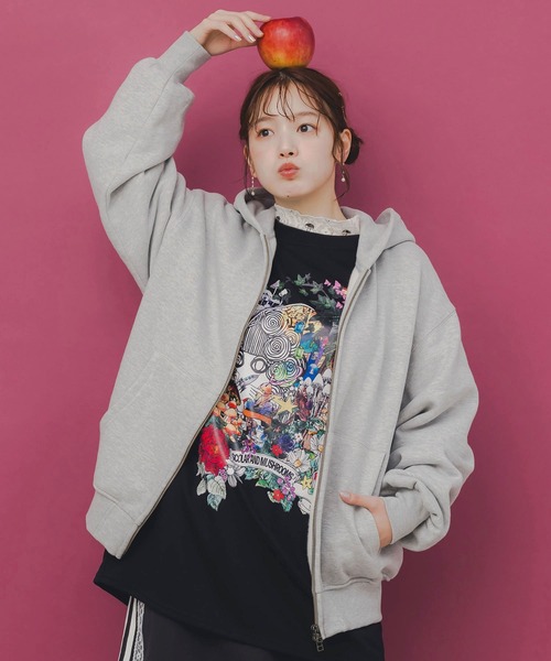 ScoLar(スカラー)の「153739:スカラーハイウェイ ヴィンテージ風パーカー(パーカー・レディース・ブラック/チャコールグレー/杢グレー・M)」の5枚目の写真