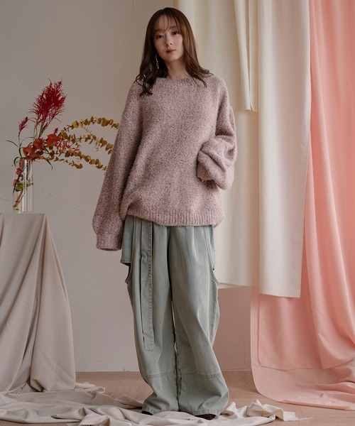 mideal（マイディール）の「back open mix shaggy knit / バックオープンミックスシャギーニット（ニット/セーター・レディース・チャコールグレー/ピンク/レッド・FREE）」の16枚目の写真