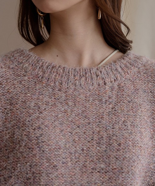 mideal（マイディール）の「back open mix shaggy knit / バックオープンミックスシャギーニット（ニット/セーター・レディース・チャコールグレー/ピンク/レッド・FREE）」の20枚目の写真