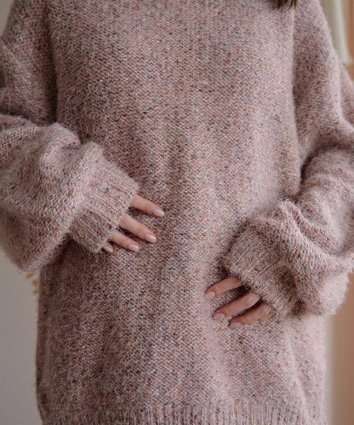 mideal（マイディール）の「back open mix shaggy knit / バックオープンミックスシャギーニット（ニット/セーター・レディース・チャコールグレー/ピンク/レッド・FREE）」の21枚目の写真