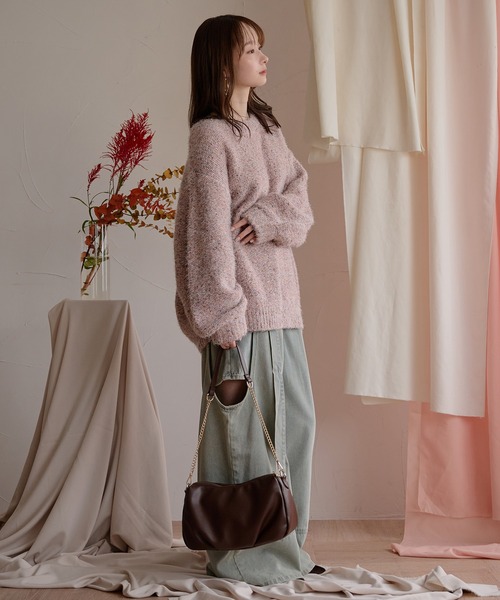 セール】back open mix shaggy knit / バックオープンミックスシャギー