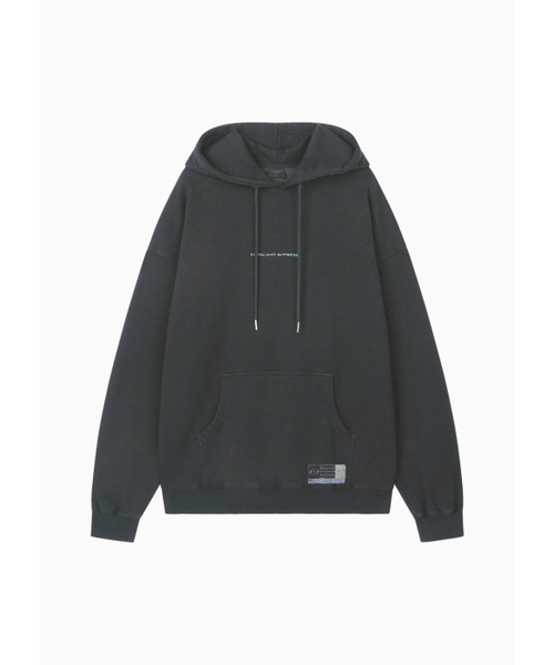 LIMELIGHT APPAREL(ライムライトアパレル)の「アパレルピグメントバックロゴオーバーサイズフードパーカー(ブラック/グレー)(パーカー・メンズ・その他・SMALL/MEDIUM/LARGE/X-LARGE)」の2枚目の写真