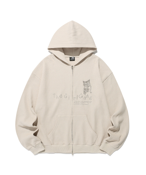 THE GIRL GANG WAFFLE HOODIE ZIPUP_BEIGE(NG2FFUM482A)