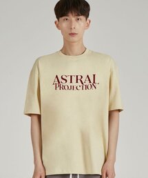 ベーシックレタリングロゴラウンドネック15番手綿半袖Tシャツ_バター