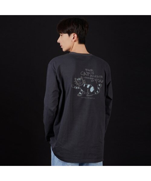 ASTRAL PROJECTION(アストラルプロジェクション)の「ドゥドゥルキャット オーバーサイズ ロングスリーブTシャツ_チャコール(Tシャツ/カットソー・メンズ・その他・MEDIUM/LARGE/X-LARGE)」の4枚目の写真