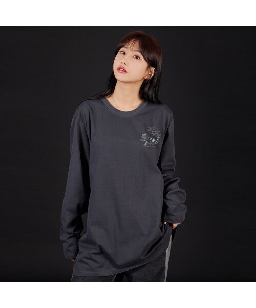 ASTRAL PROJECTION(アストラルプロジェクション)の「ドゥドゥルキャット オーバーサイズ ロングスリーブTシャツ_チャコール(Tシャツ/カットソー・メンズ・その他・MEDIUM/LARGE/X-LARGE)」の5枚目の写真