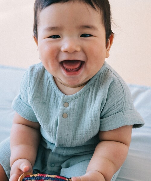 こども ビームス（コドモビームス）の「ベビー モスリン ロンパース 2026SS（70～80cm）（ロンパース・キッズ・ベージュ/ミント・80/70）」の22枚目の写真