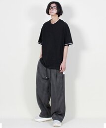 DEMARC（ドゥマーク）の「ストライプワイドツーピンタックパンツチャコール（その他パンツ）」