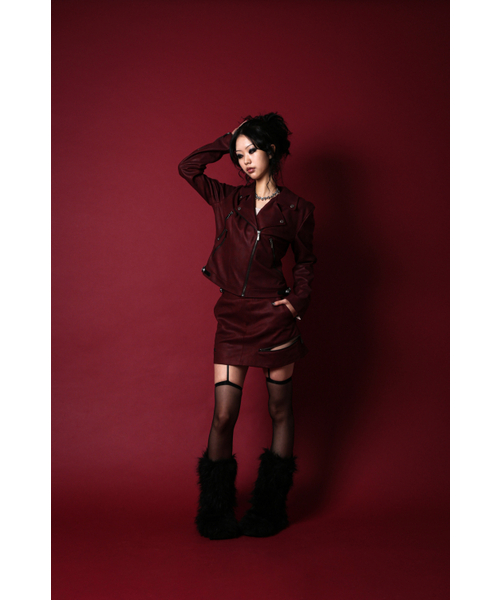 ANTIQUE ROSE SKIRT #SUEDE RED