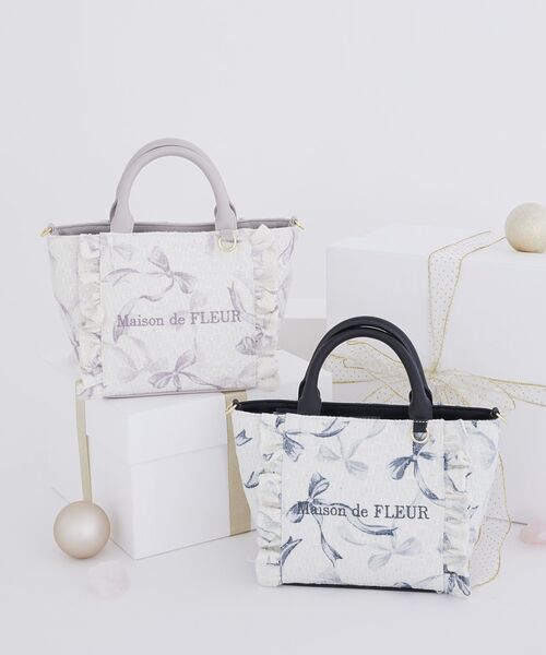 Maison de FLEUR(メゾンドフルール)の「ツイードリボンプリント2WayバッグS(ハンドバッグ・レディース・ブラック/ピンク・FREE)」の13枚目の写真
