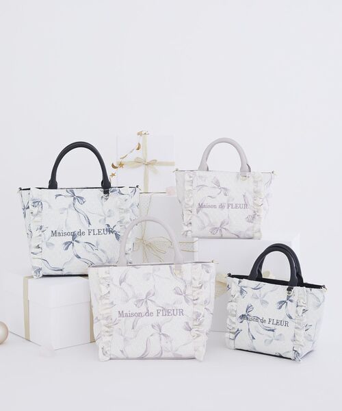 Maison de FLEUR(メゾンドフルール)の「ツイードリボンプリント2WayバッグS(ハンドバッグ・レディース・ブラック/ピンク・FREE)」の15枚目の写真